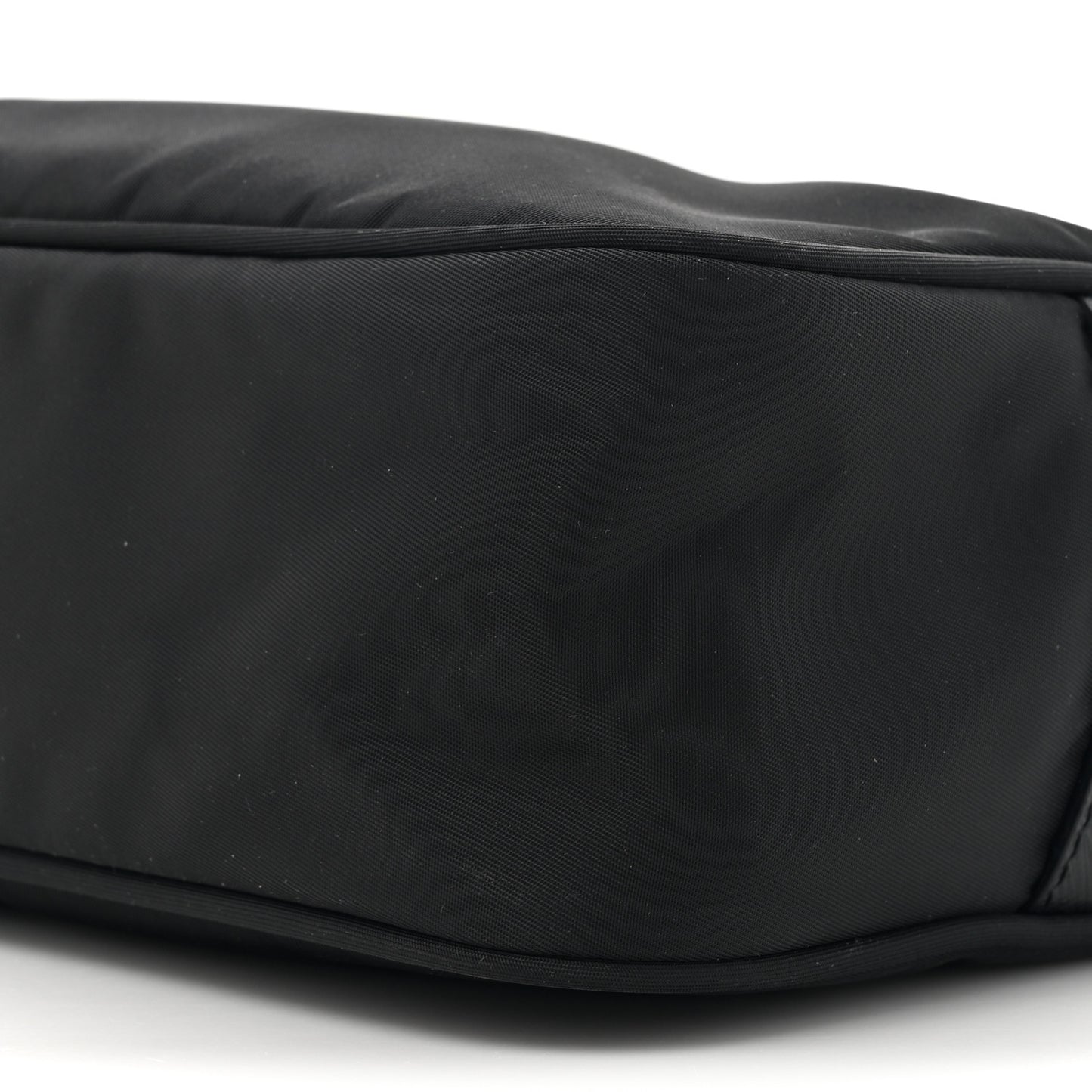 Re-Nylon Vela Saffiano Pocket Double Zip Shoulder Bag Black
