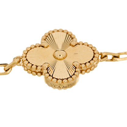 Van Cleef & Arpels 18K Yellow Gold 5 Motifs Guilloche Vintage Alhambra Bracelet 4 of 5