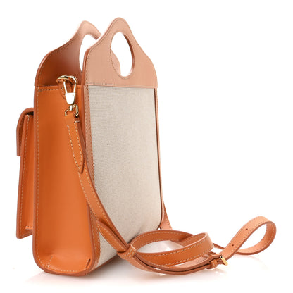 Burberry Canvas Smooth Calfskin Two Tone Mini Pocket Bag Natural Orange 3 of 10