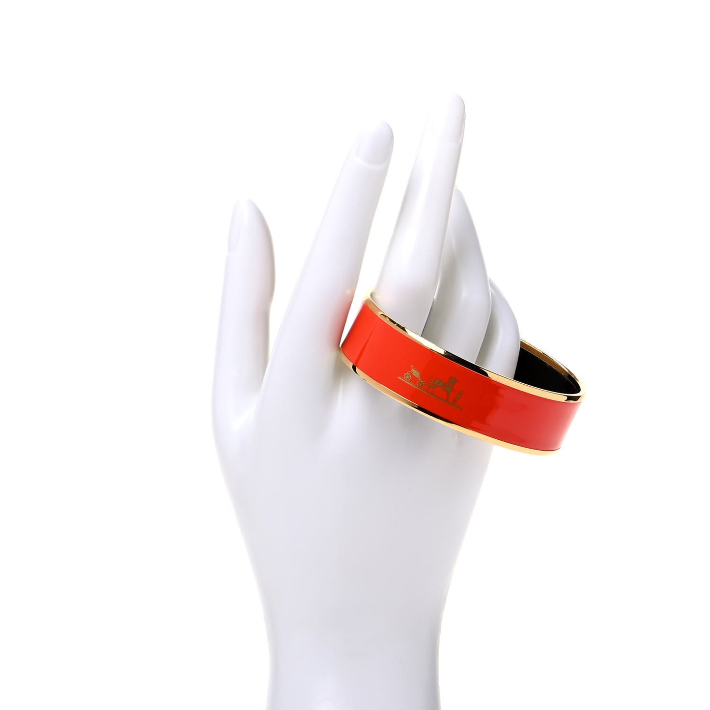 Enamel Printed Wide Caleche Bracelet 65 Capucine