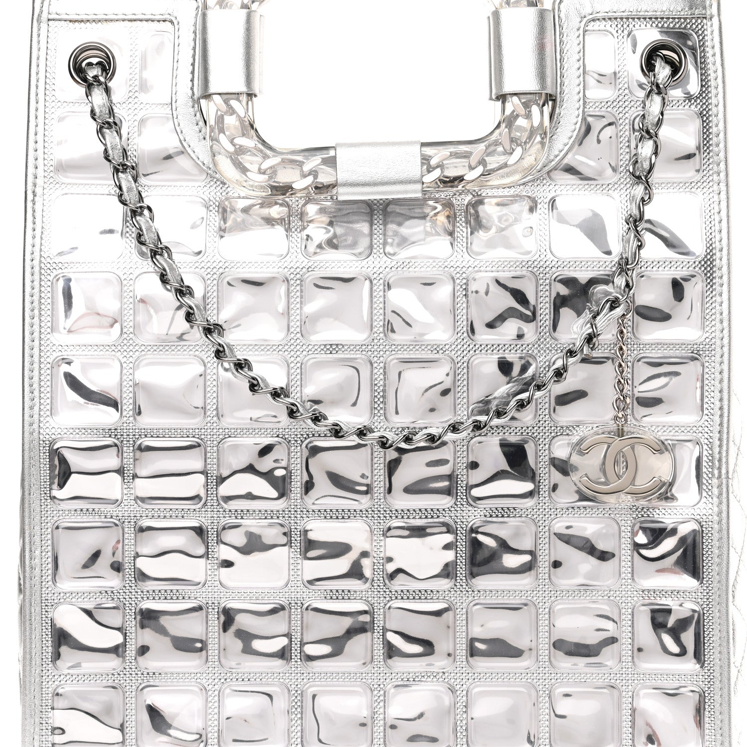 Chanel Vinyl Ice Cube Large Shopper Tote Silver 7 of 9