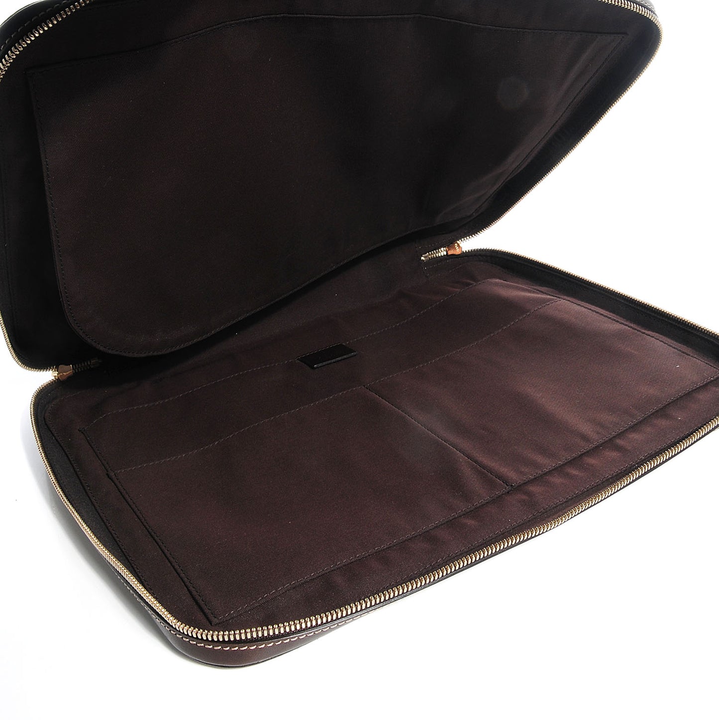 GG Plus Monogram Selleria Calfskin Document Portfolio Case Beige Ebony Cocoa