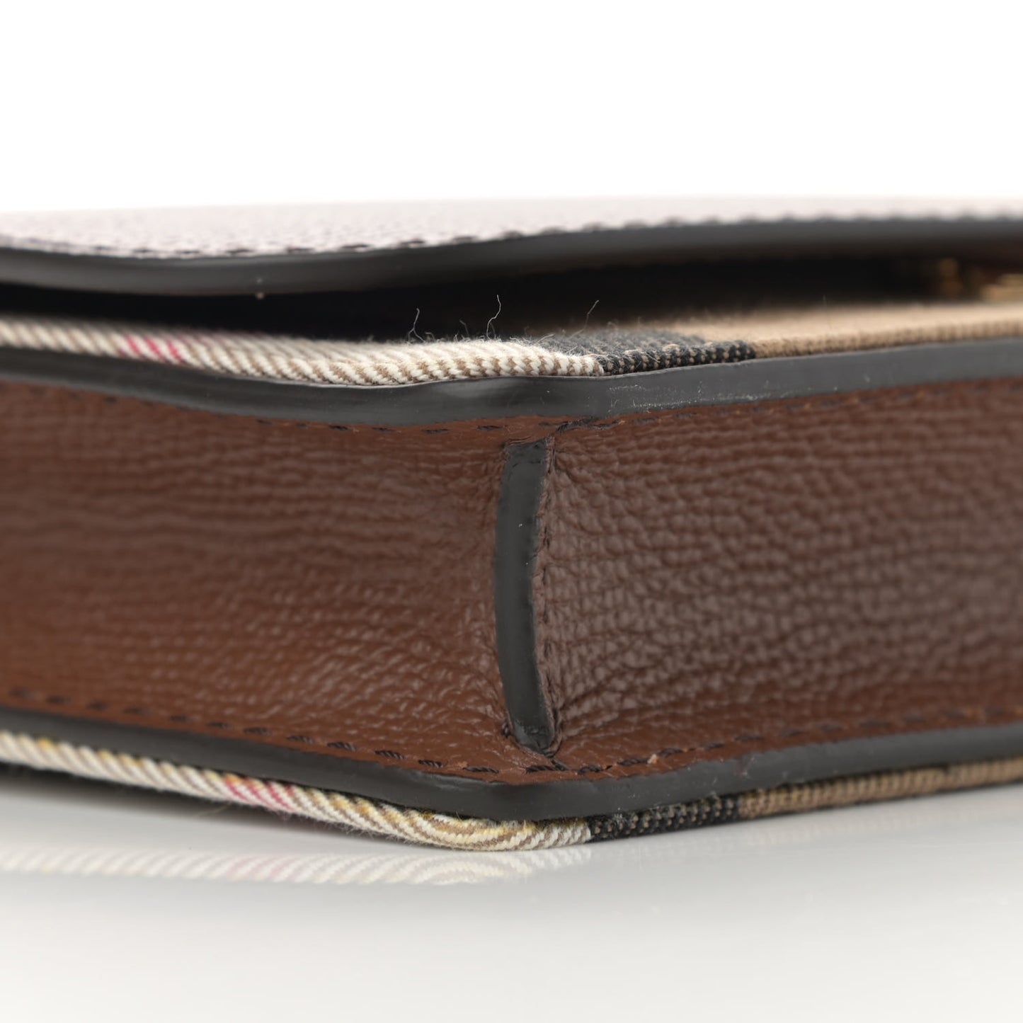 Grained Calfskin House Check Tartan Mix Hampshire Wallet On Chain Tan