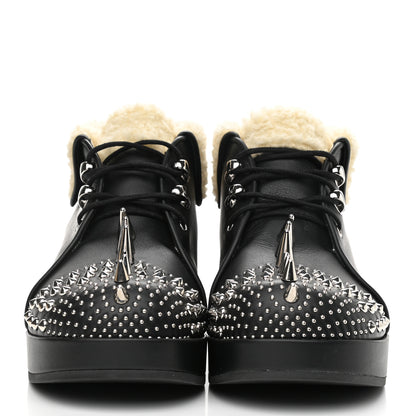 Gucci Calfskin Faux Shearling Studded Victor Ankle Boots 38.5 Black Mystic White 2 of 10