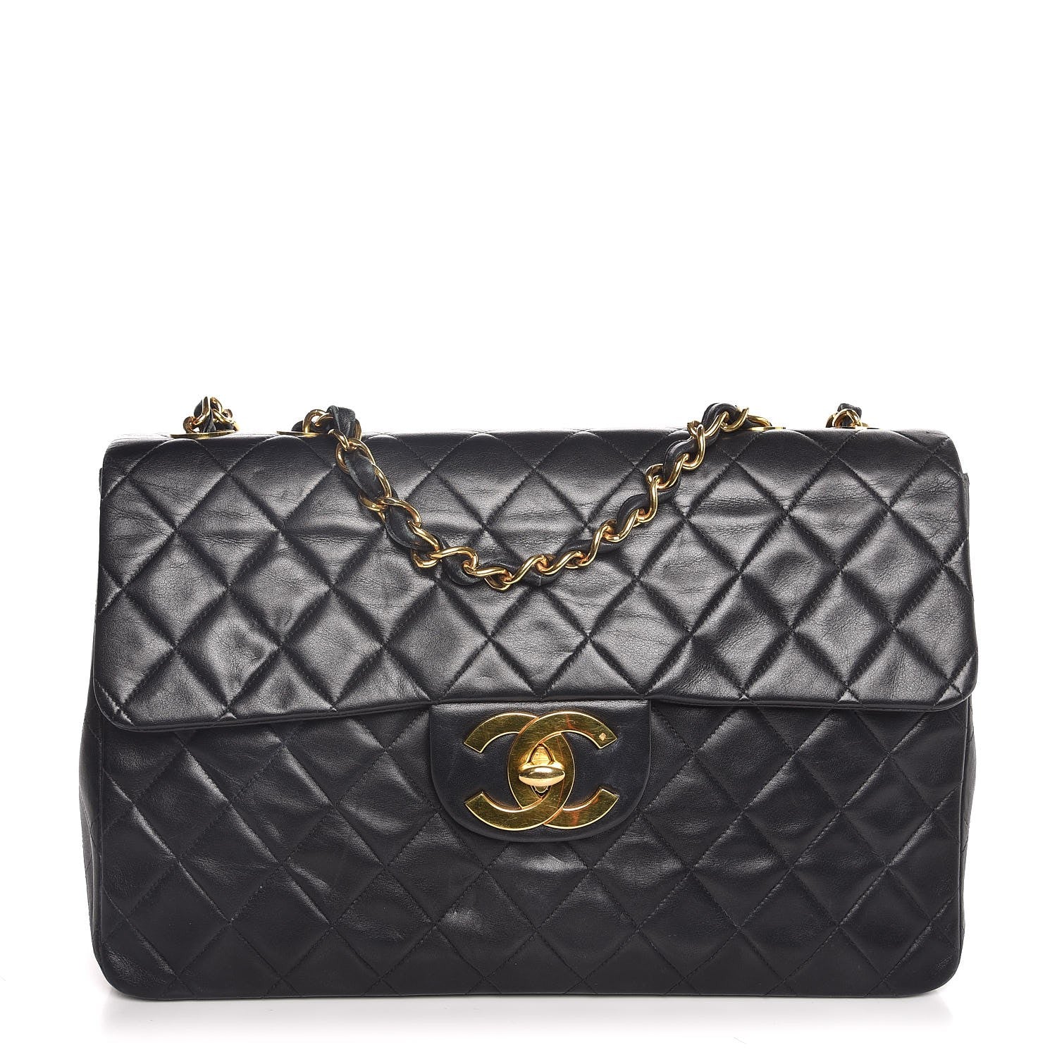 Chanel Lambskin Quilted XL Jumbo Single Flap Black 1 of 8