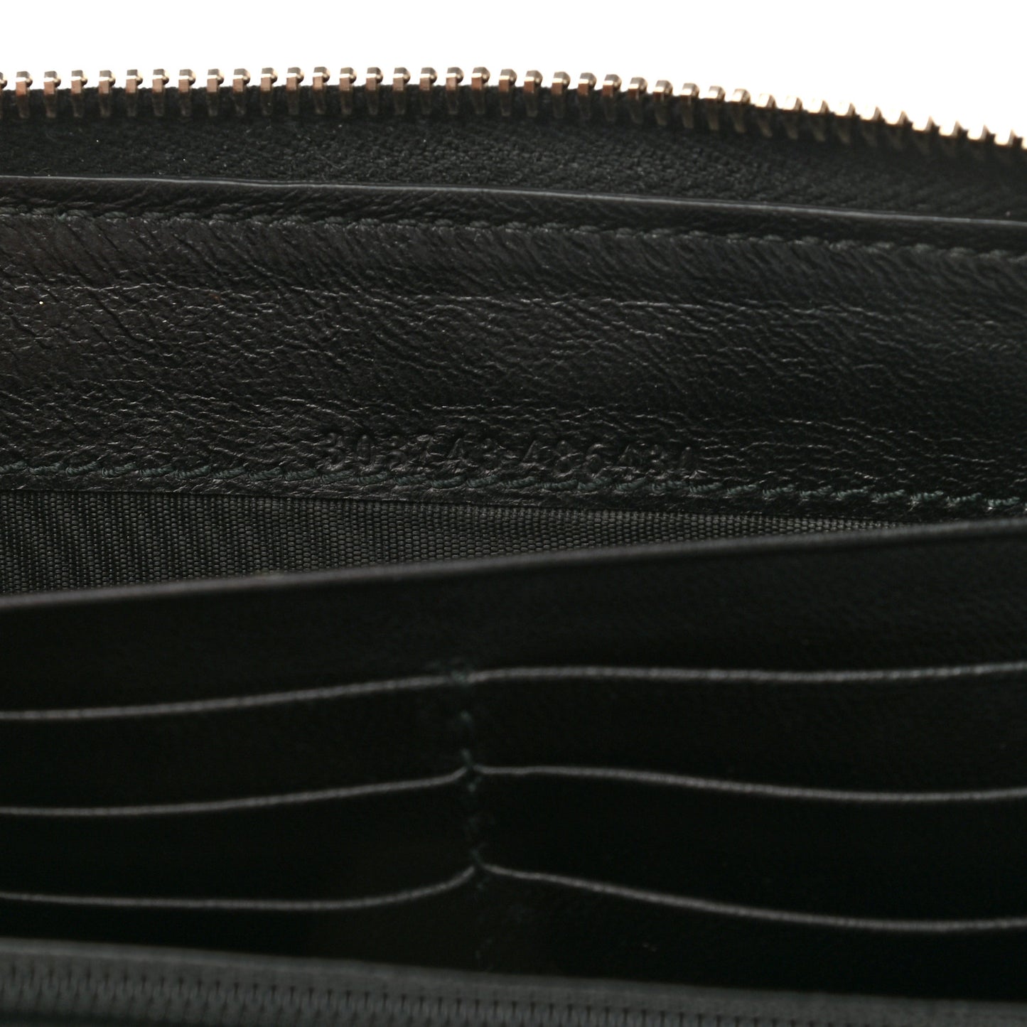 Embossed Calfskin Rib Cage Zip Around Wallet Black