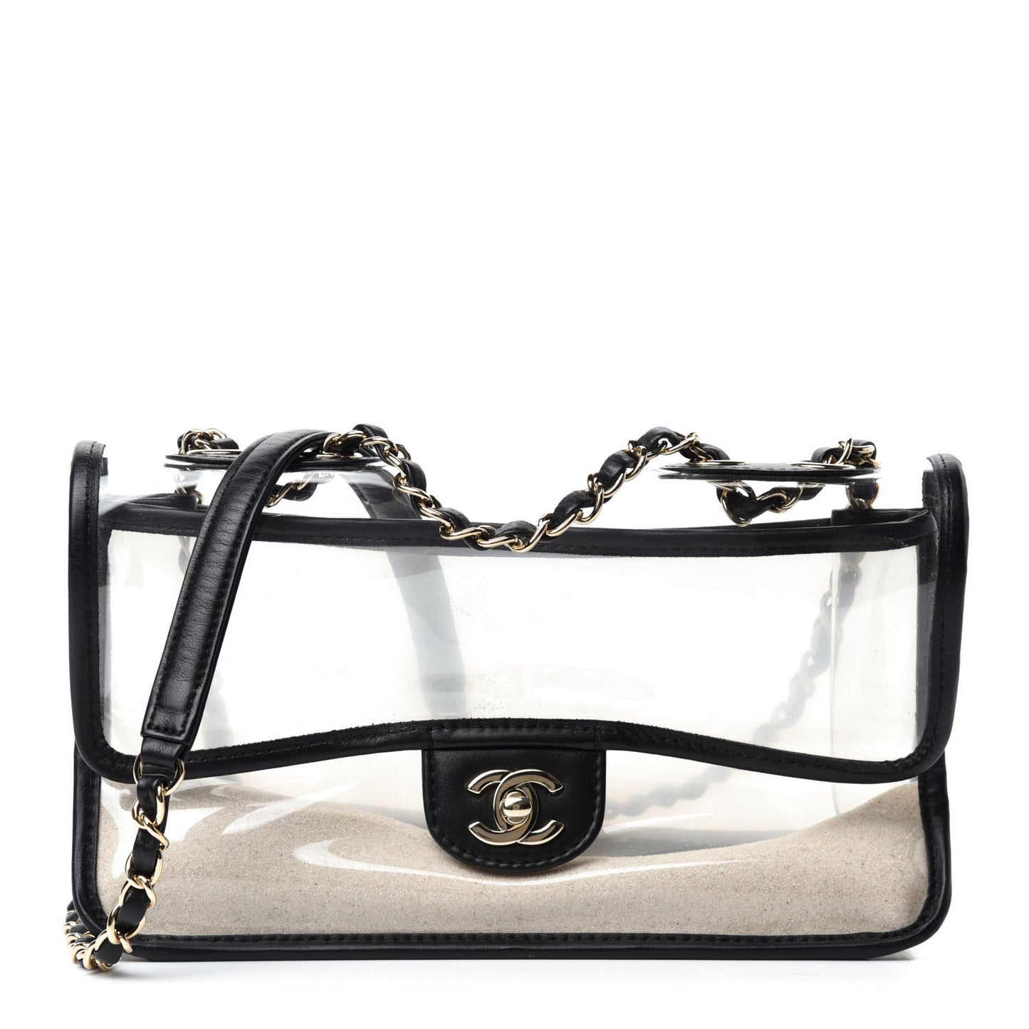 Lambskin PVC Medium Coco Sand Flap Black