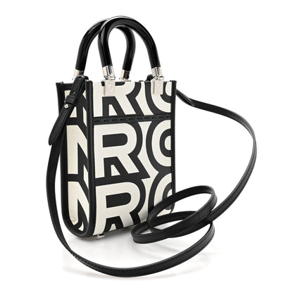 Fendi X MARC JACOBS Vitello King Plexiglass Logo Print Mini Fendi Sunshine Shopper Tote Black White 3 of 9