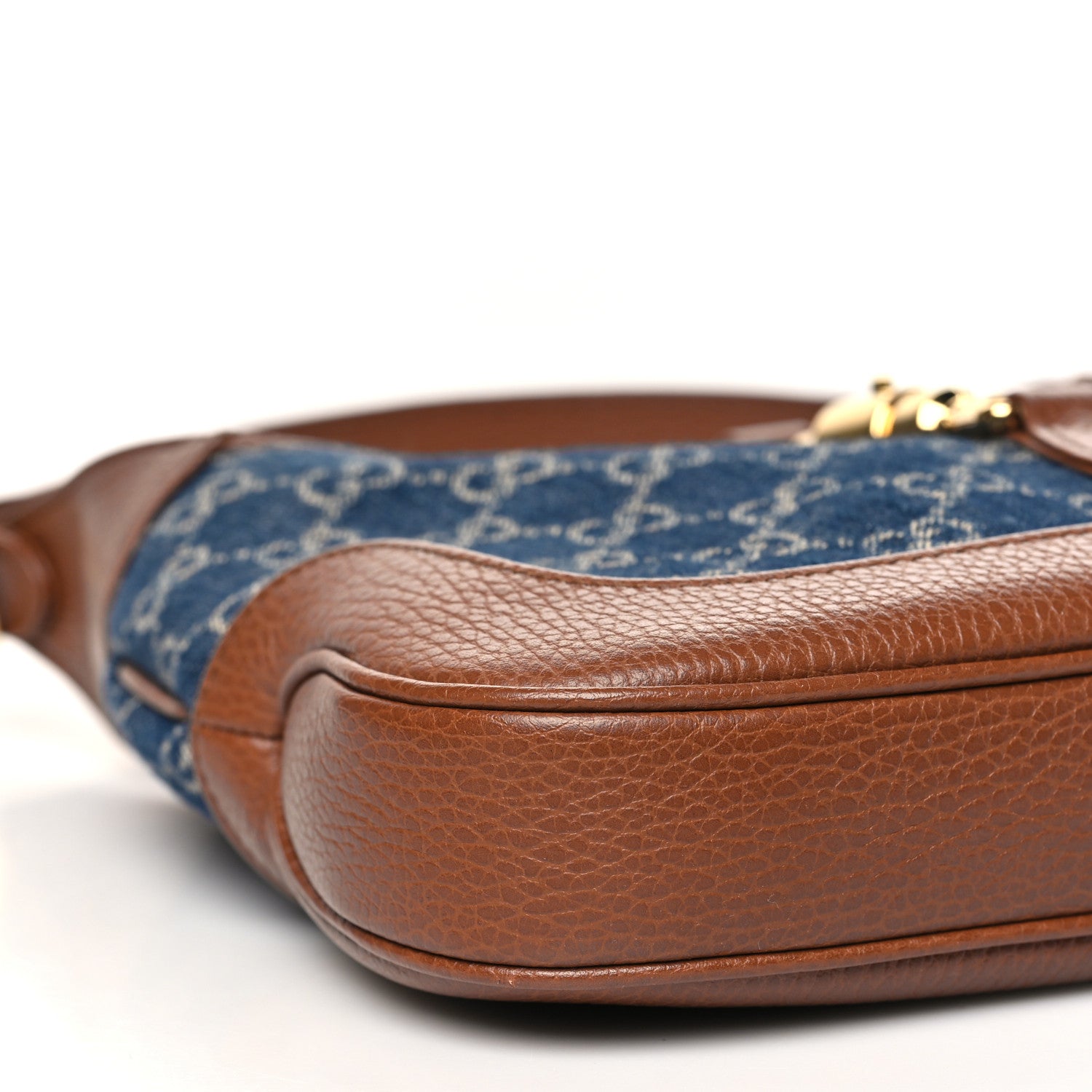Gucci New Denim GG Monogram Calfskin Small Jackie 1961 Hobo Blue Tea Cuir 9 of 10
