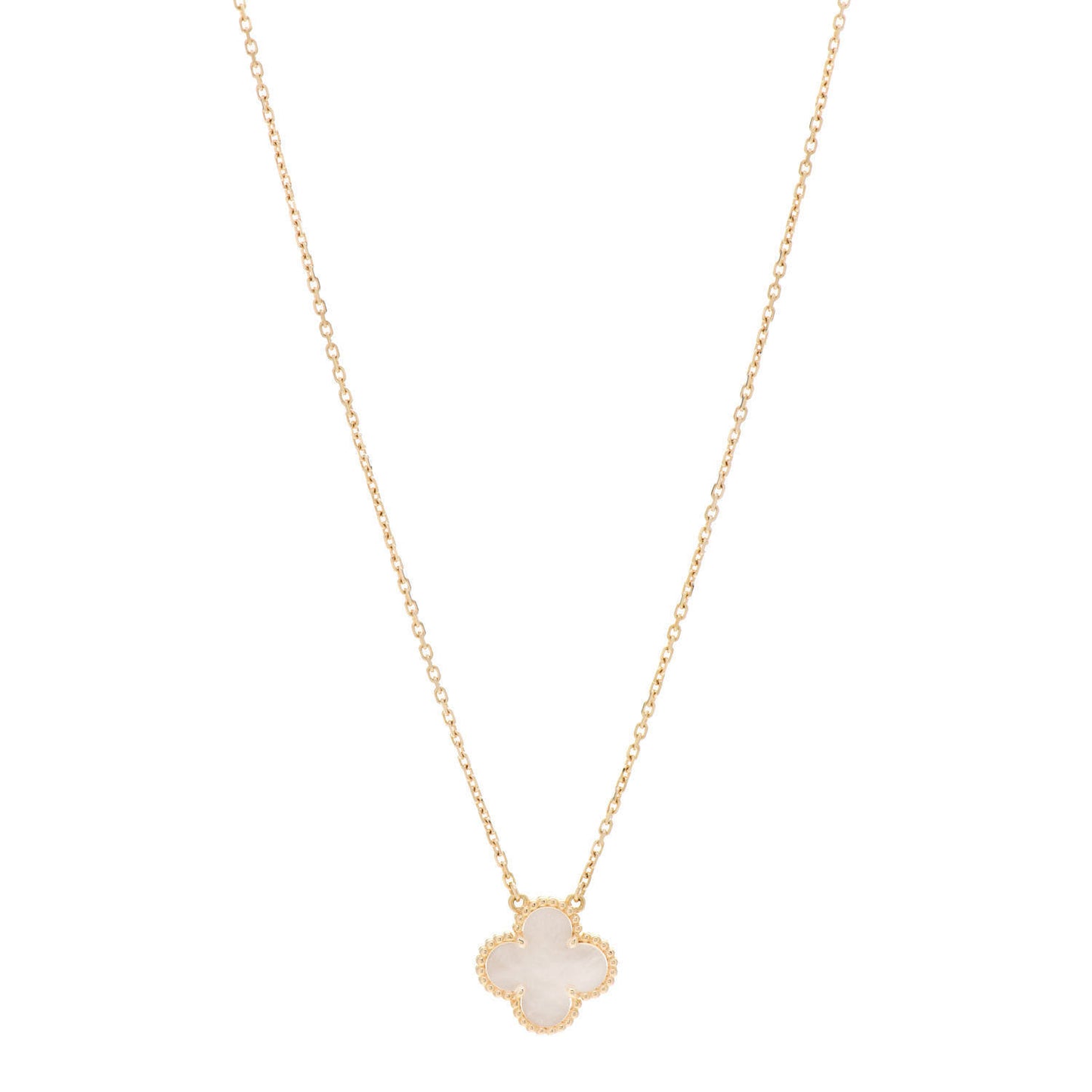 18K Yellow Gold Mother of Pearl Vintage Alhambra Pendant Necklace