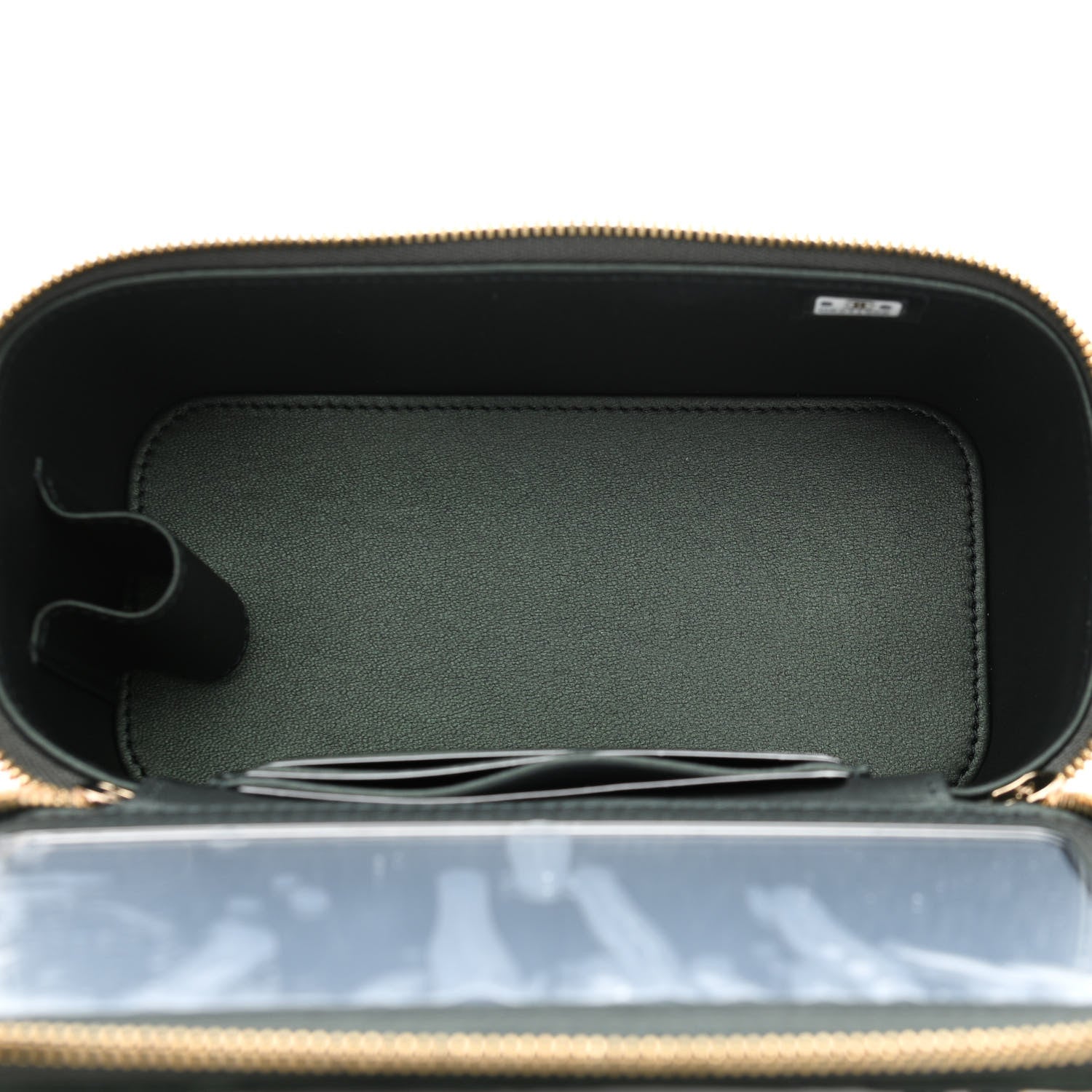 Chanel Iridescent Lambskin Quilted Small Top Handle Vanity Case With Chain Dark Green 5 of 12