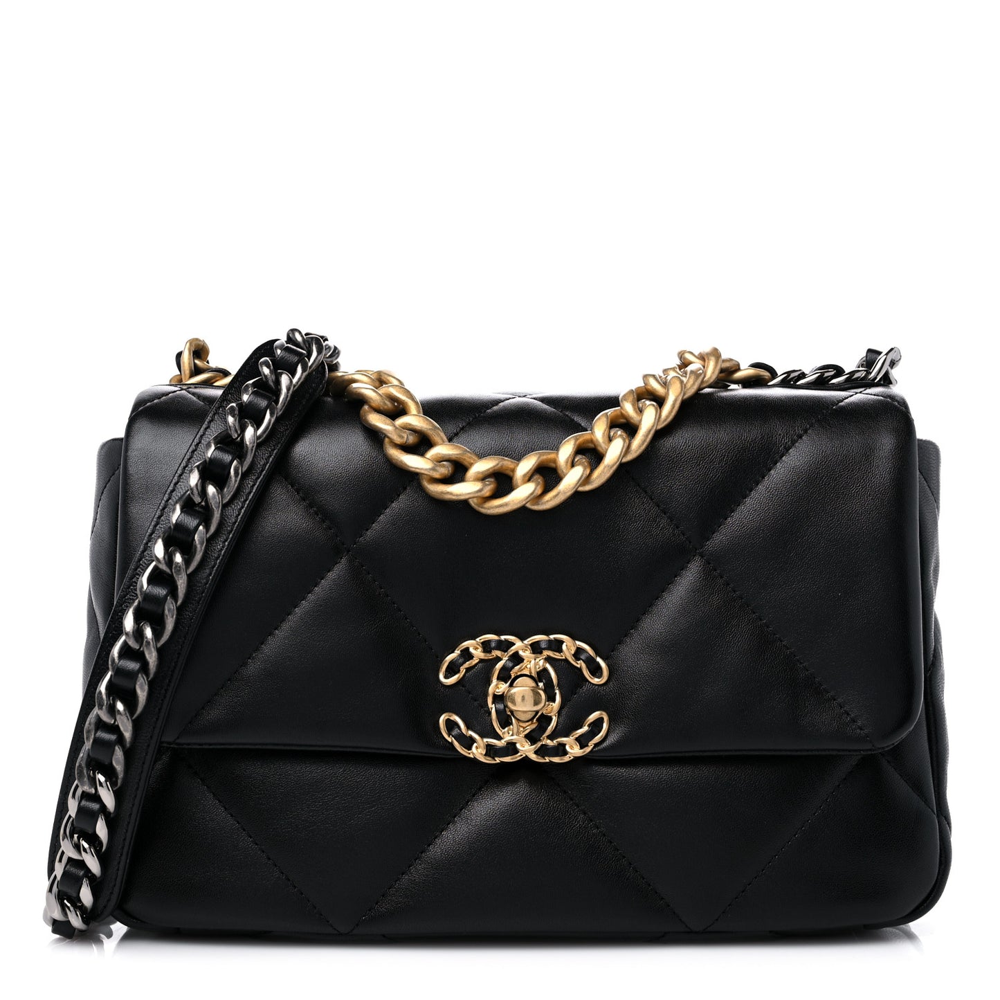 Lambskin Quilted Medium Chanel 19 Flap Black