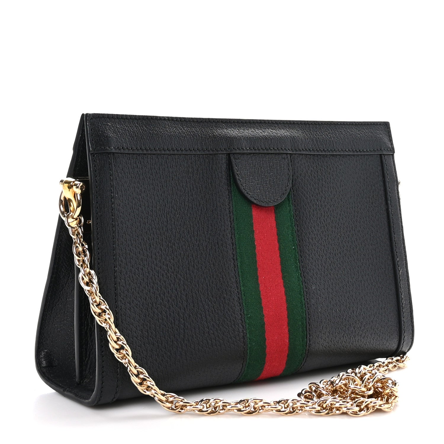 Gucci Calfskin GG Web Small Ophidia Chain Shoulder Bag Black 3 of 10