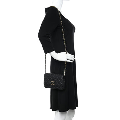 Chanel Lambskin Quilted Twisted CC Wallet On Chain WOC Black 2 of 14