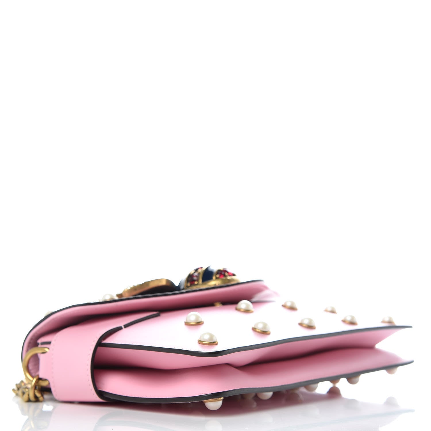 Gucci Nappa Pearl Studded Mini Queen Margaret Broadway Shoulder Bag Sugar Pink 6 of 11