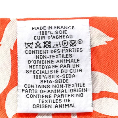 Hermes Silk Calfskin Bouquet Final Fringed Twilly Orange Gris Perle Vermillion 4 of 4