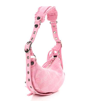 Balenciaga Denim BB Monogram Le Cagole Shoulder Bag XS Pink 4 of 11