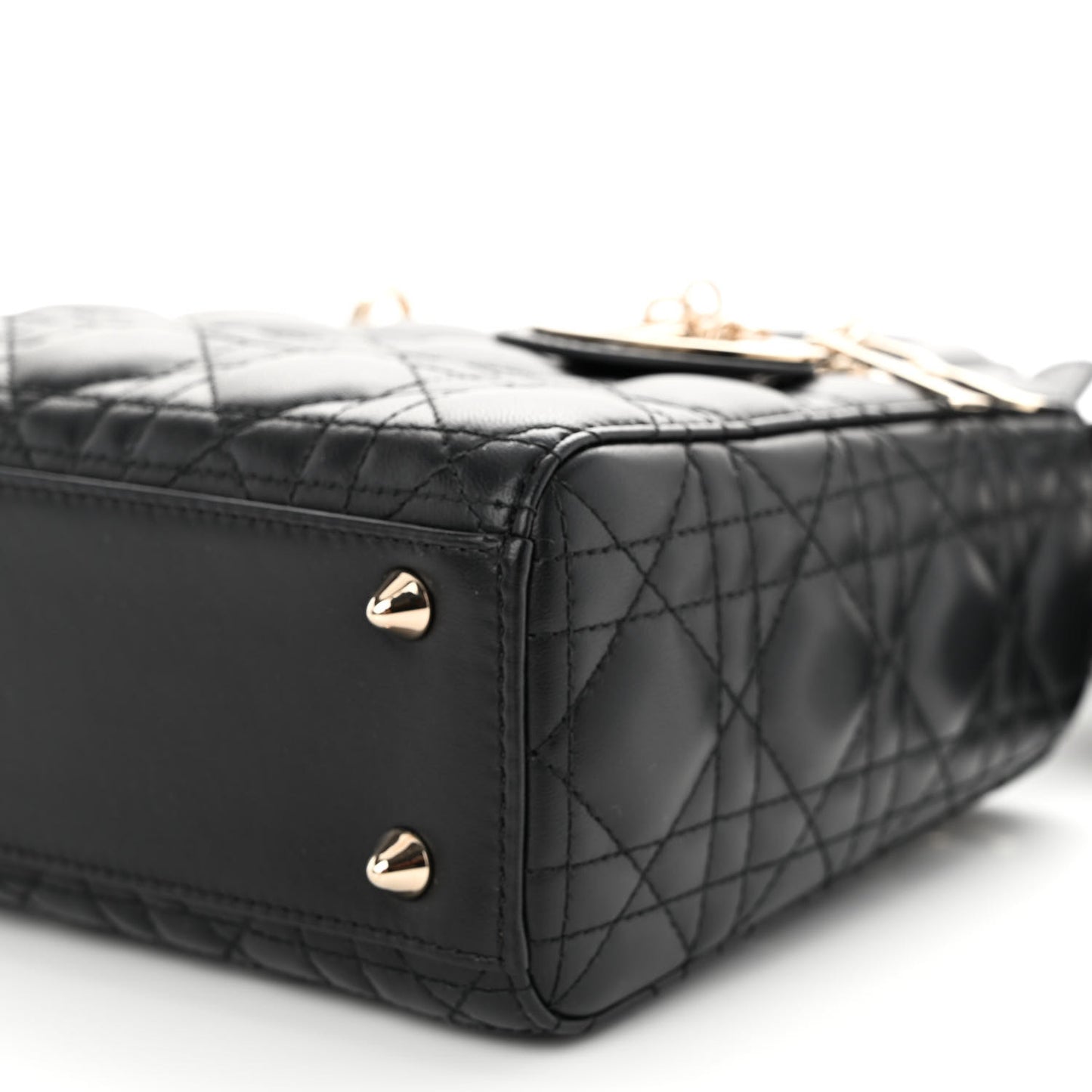 CHRISTIAN DIOR Lambskin Cannage Small My ABCDior Lady Dior Black