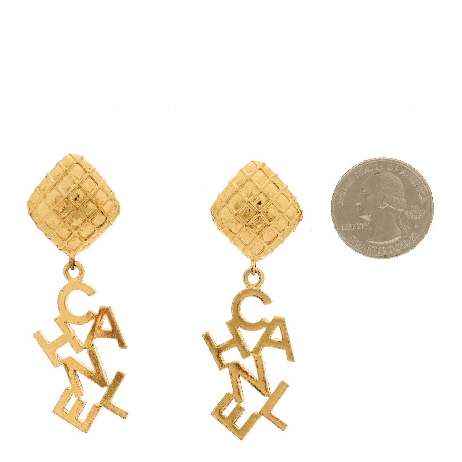 Chanel CC Logo Drop Earrings Gold 2 of 4