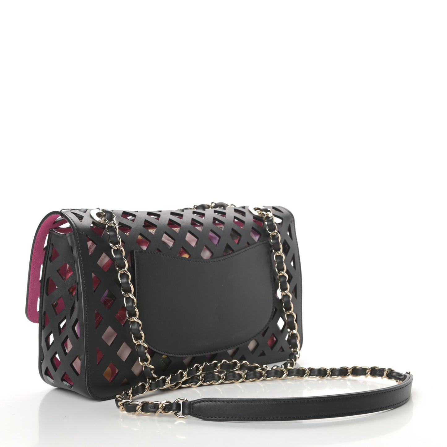 Lambskin Sea Through Flap Black Multicolor