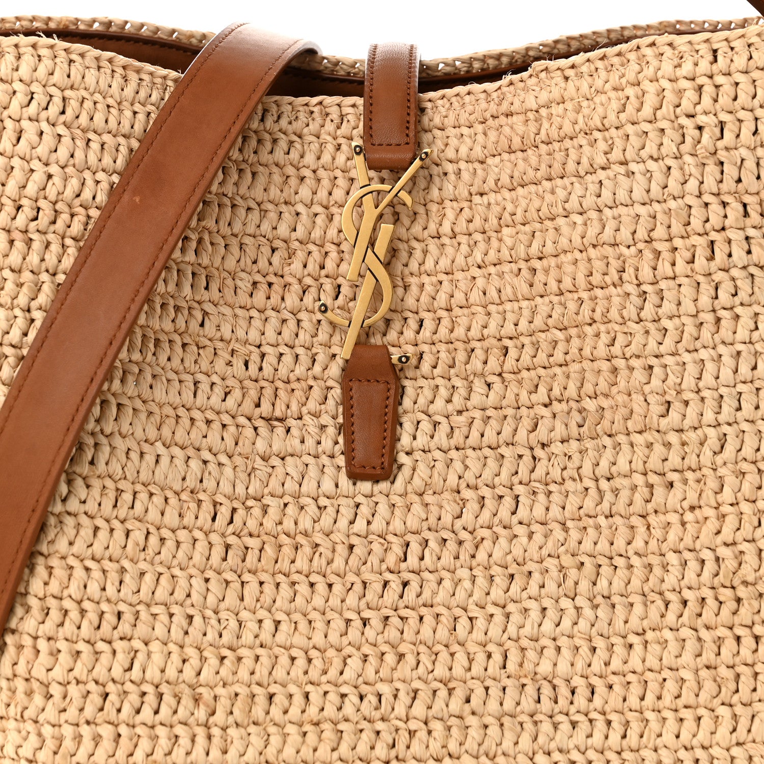 Saint Laurent Raffia Vegetable Le 37 Bucket Bag Naturel Brick 8 of 10