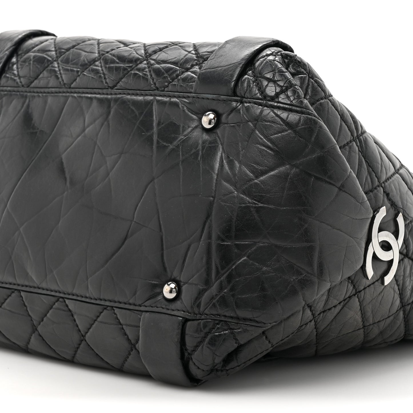 Aged Calfskin Vintage Ligne Lady Braid Tote Black