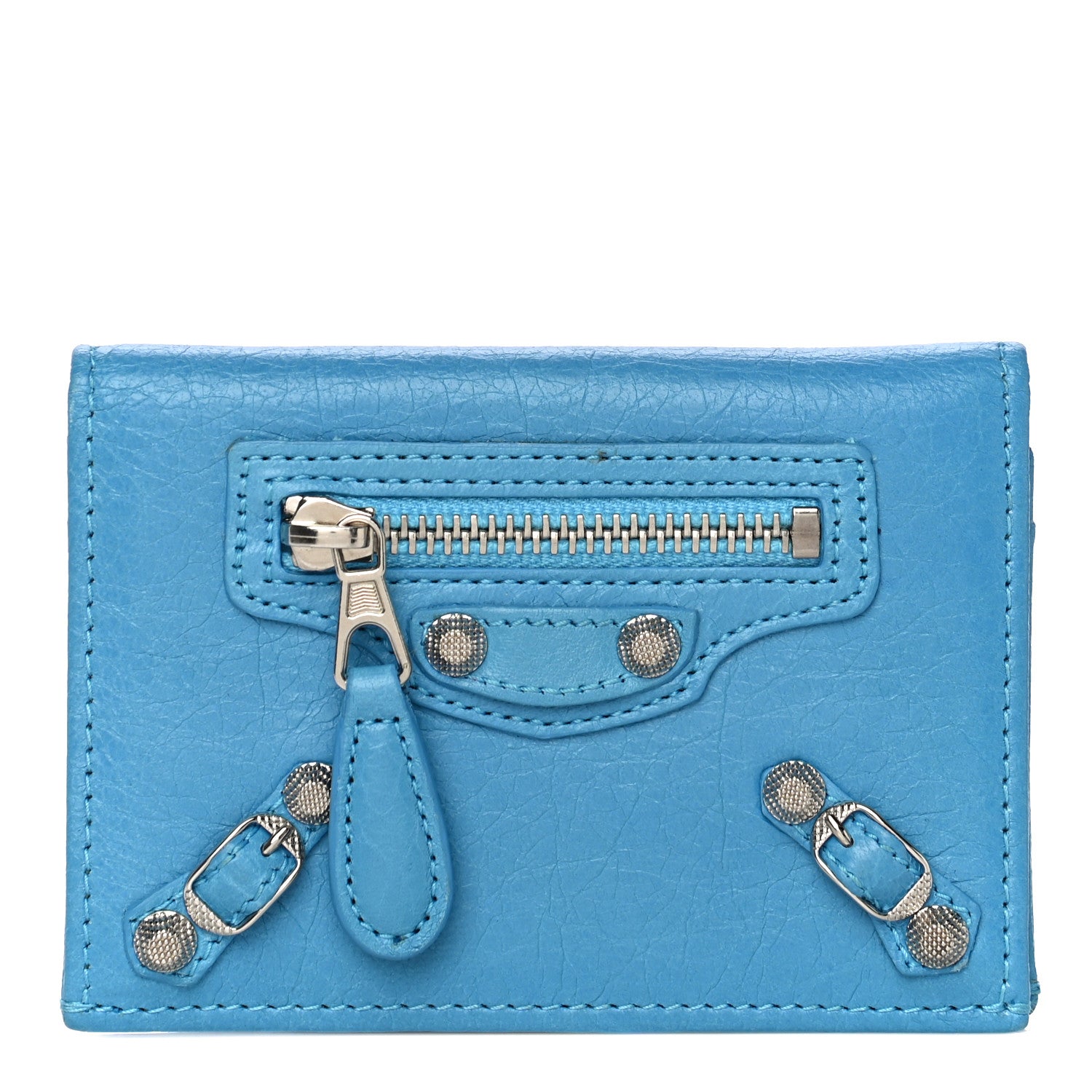 Balenciaga Agneau Giant 12 Silver Hardware Card Case Bleu Azur 1 of 10