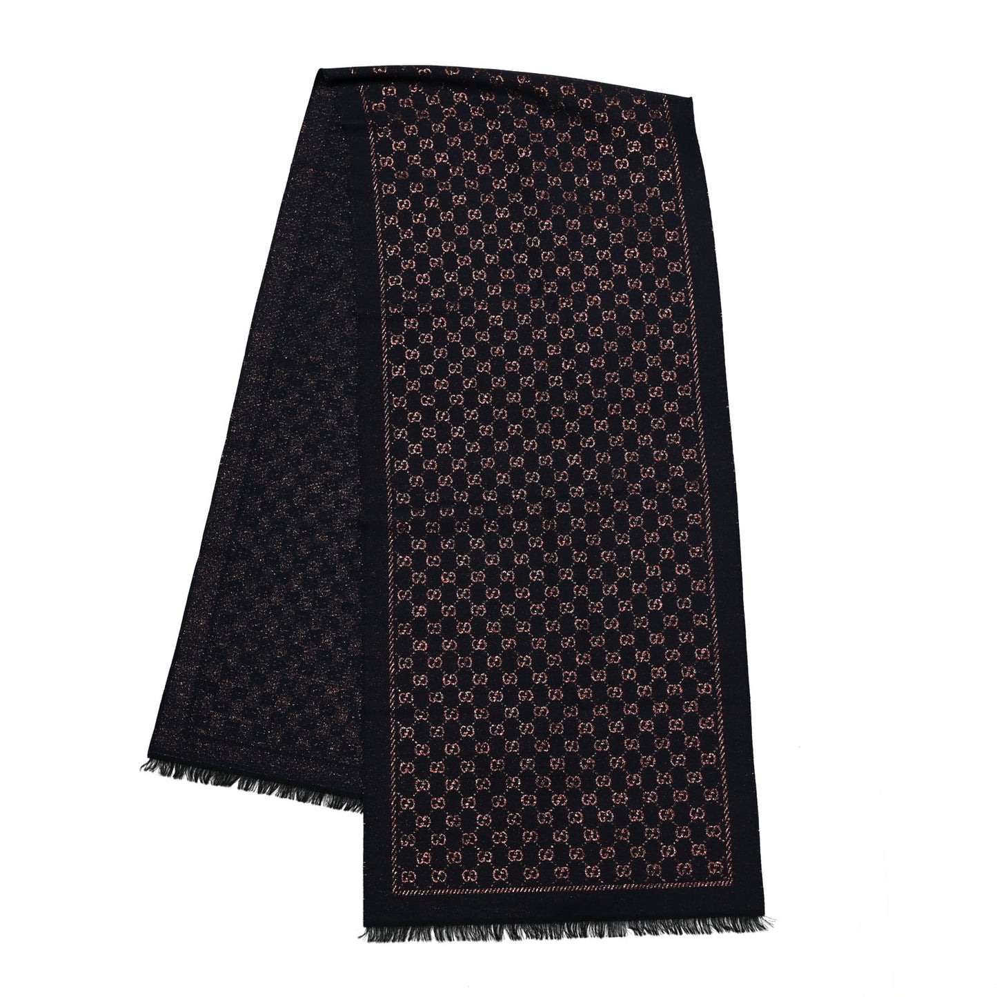 Wool Silk Jacquard GG Monogram Stenix Scarf Navy Yellow