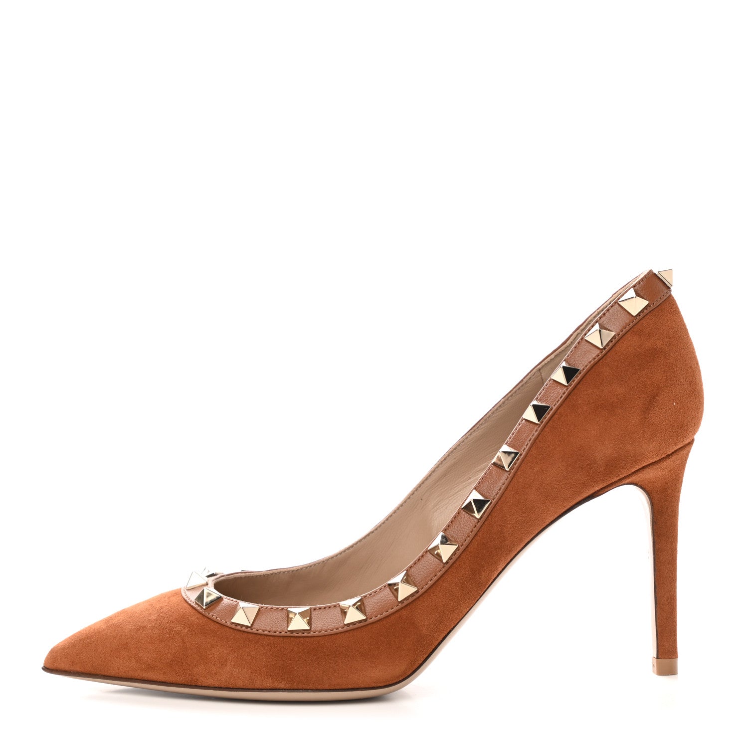 Valentino Garavani Suede Rockstud 85mm Pumps 36 Camel 1 of 10