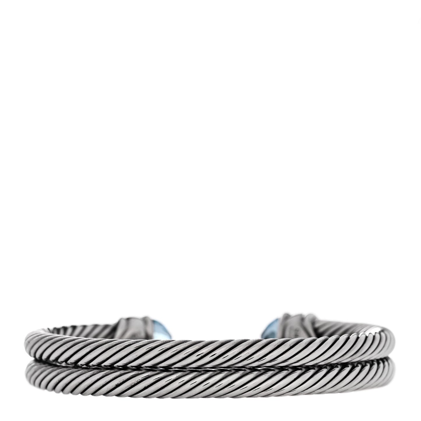 Sterling Silver 14K Yellow Gold Blue Topaz Double Cable Bracelet
