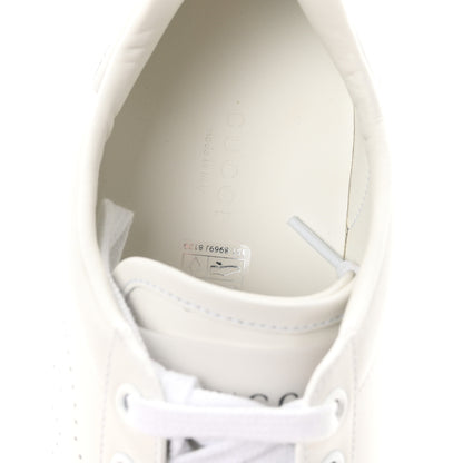 Gucci Calfskin Miro Soft Interlocking G Perforated Womens Ace Sneakers 38.5 White Grey Sky 9 of 11
