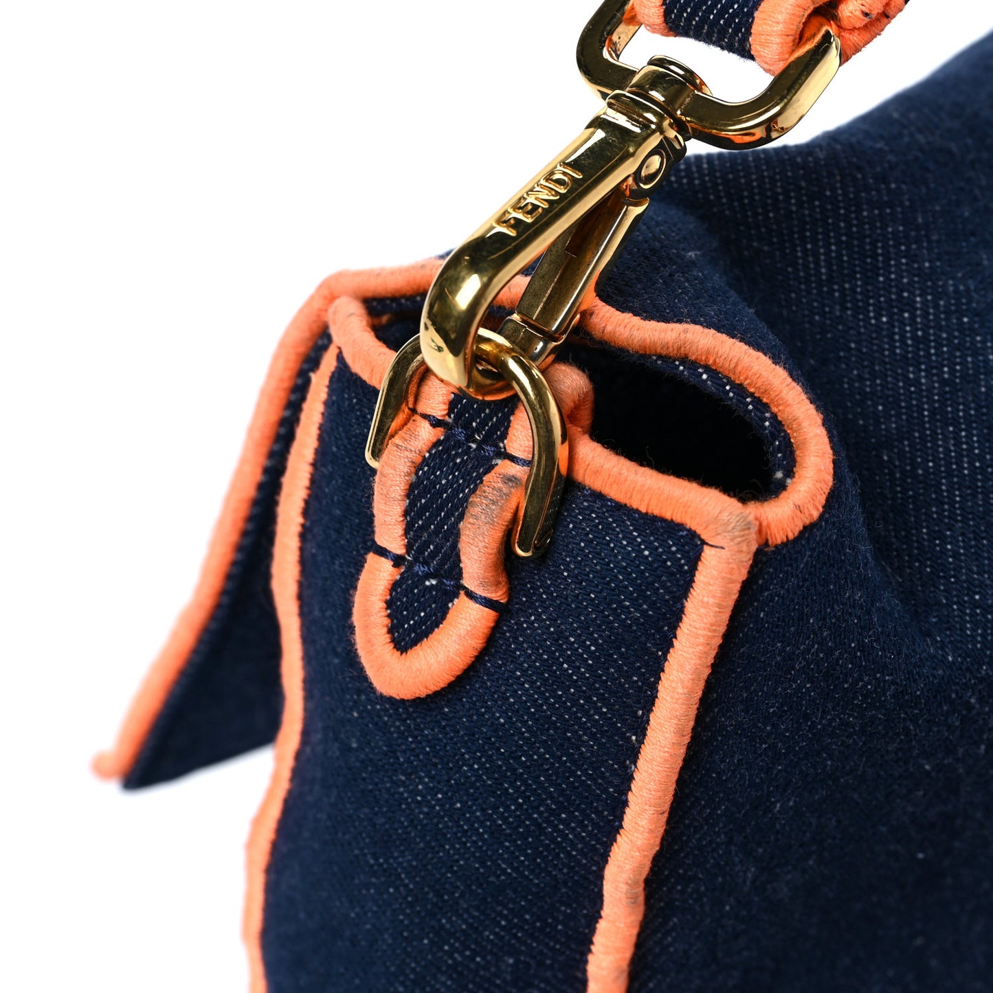 Denim Large Baguette Blue Arancio Fluo