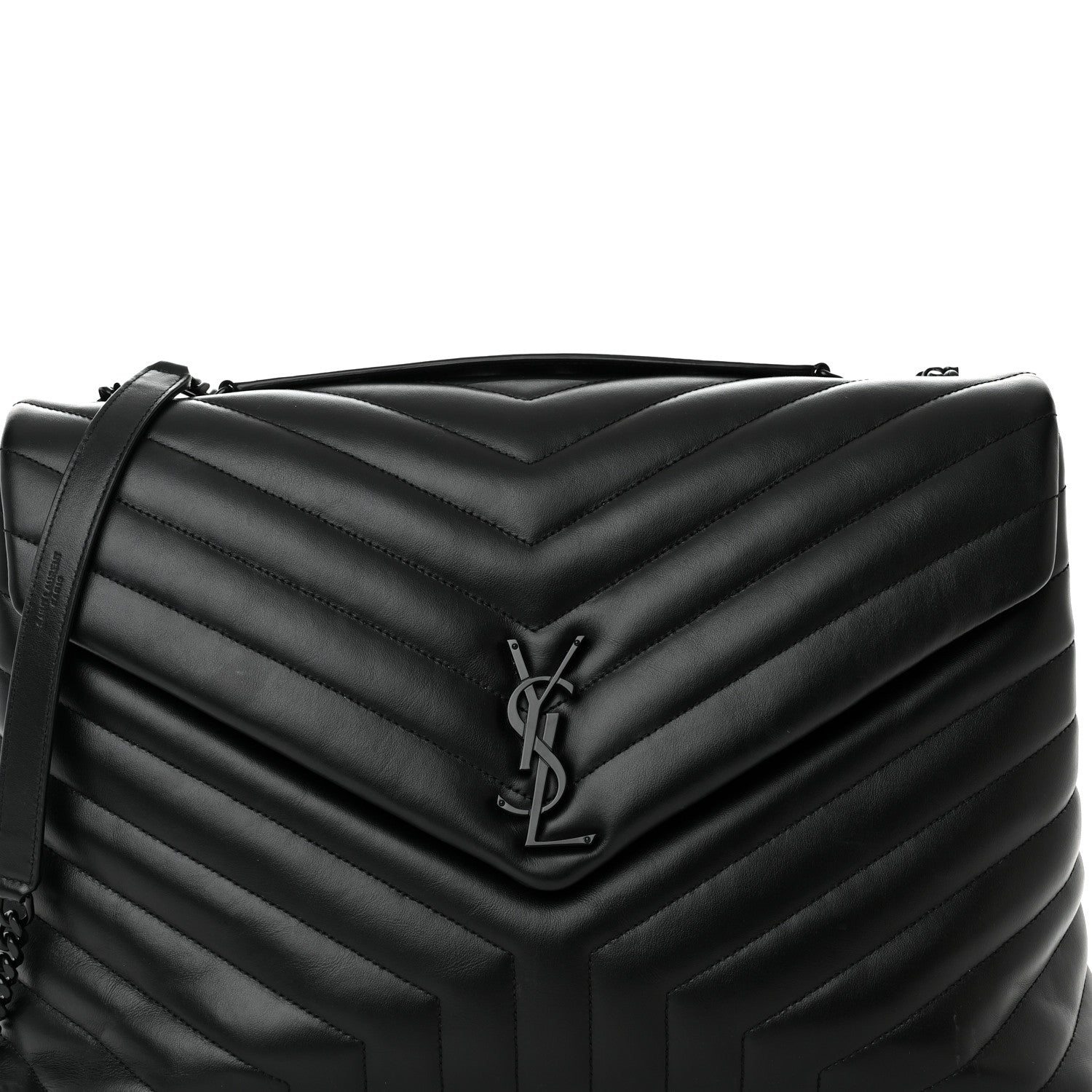 Saint Laurent Calfskin Y Quilted Monogram Monochrome Large Loulou Chain Satchel Black 8 of 21