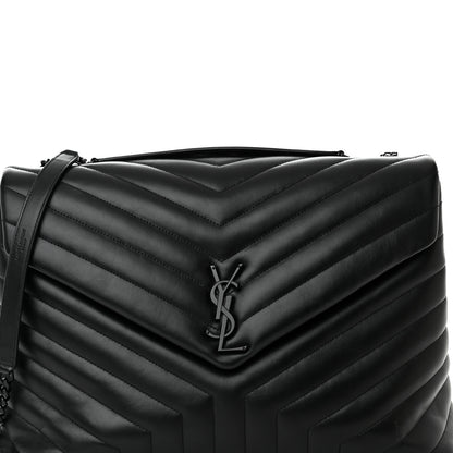 Saint Laurent Calfskin Y Quilted Monogram Monochrome Large Loulou Chain Satchel Black 8 of 21