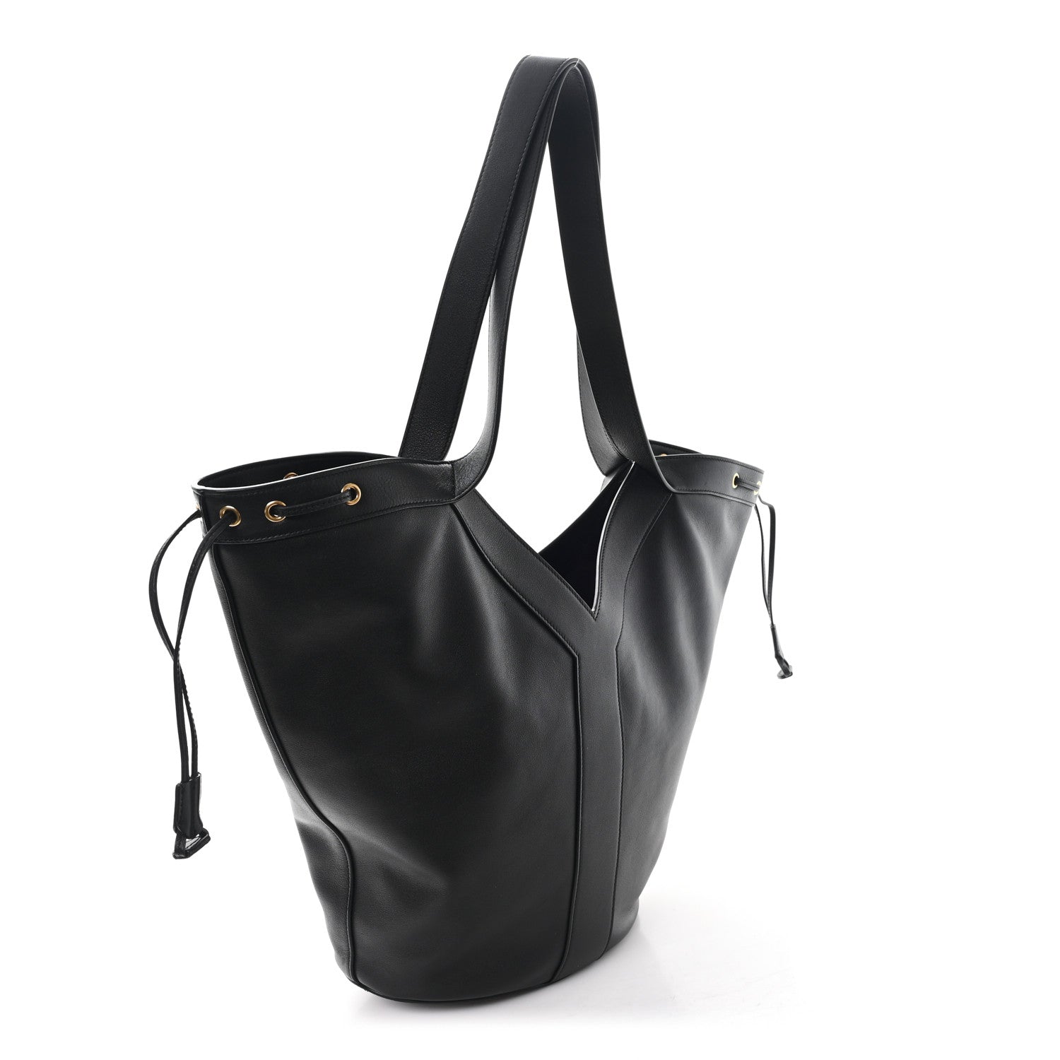 Saint Laurent Santorini Lux Calfskin Y Drawstring Tote Black 3 of 10
