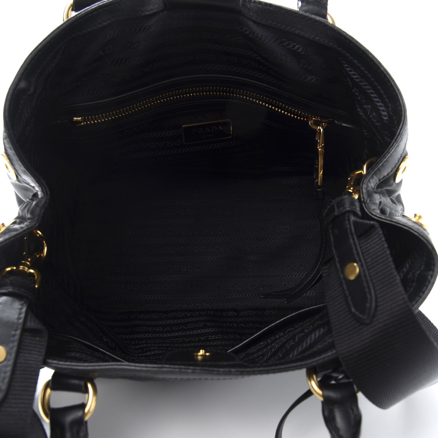 Prada Tessuto Nylon Soft Calf Tote Black 6 of 12