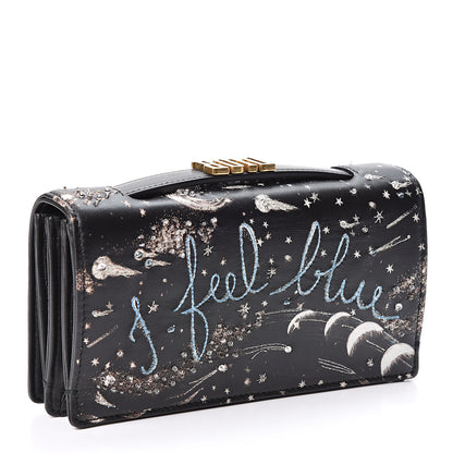 Christian Dior Lambskin Embroidered C'est I Feel Blue Clutch Black 2 of 10