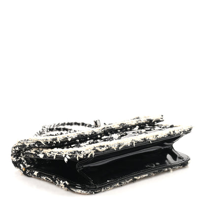 Chanel Tweed Patent Quilted Rectangular Flap Black White 4 of 9