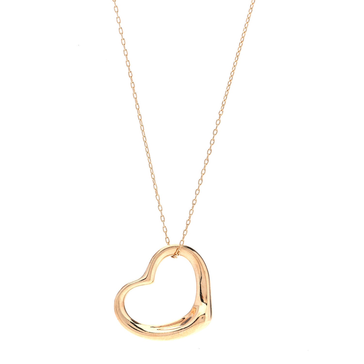 Tiffany 18K Yellow Gold 22mm Elsa Peretti Open Heart Pendant Necklace 1 of 7