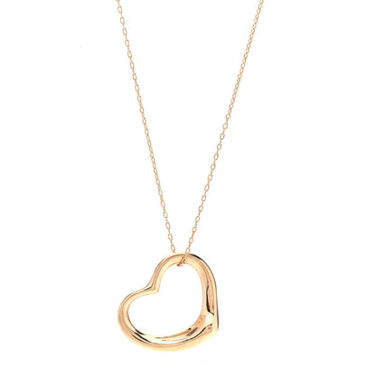 Tiffany 18K Yellow Gold 22mm Elsa Peretti Open Heart Pendant Necklace 1 of 7