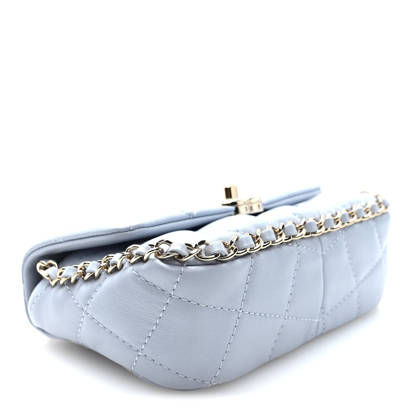 Lambskin Quilted Chain Around Flap Light Grey