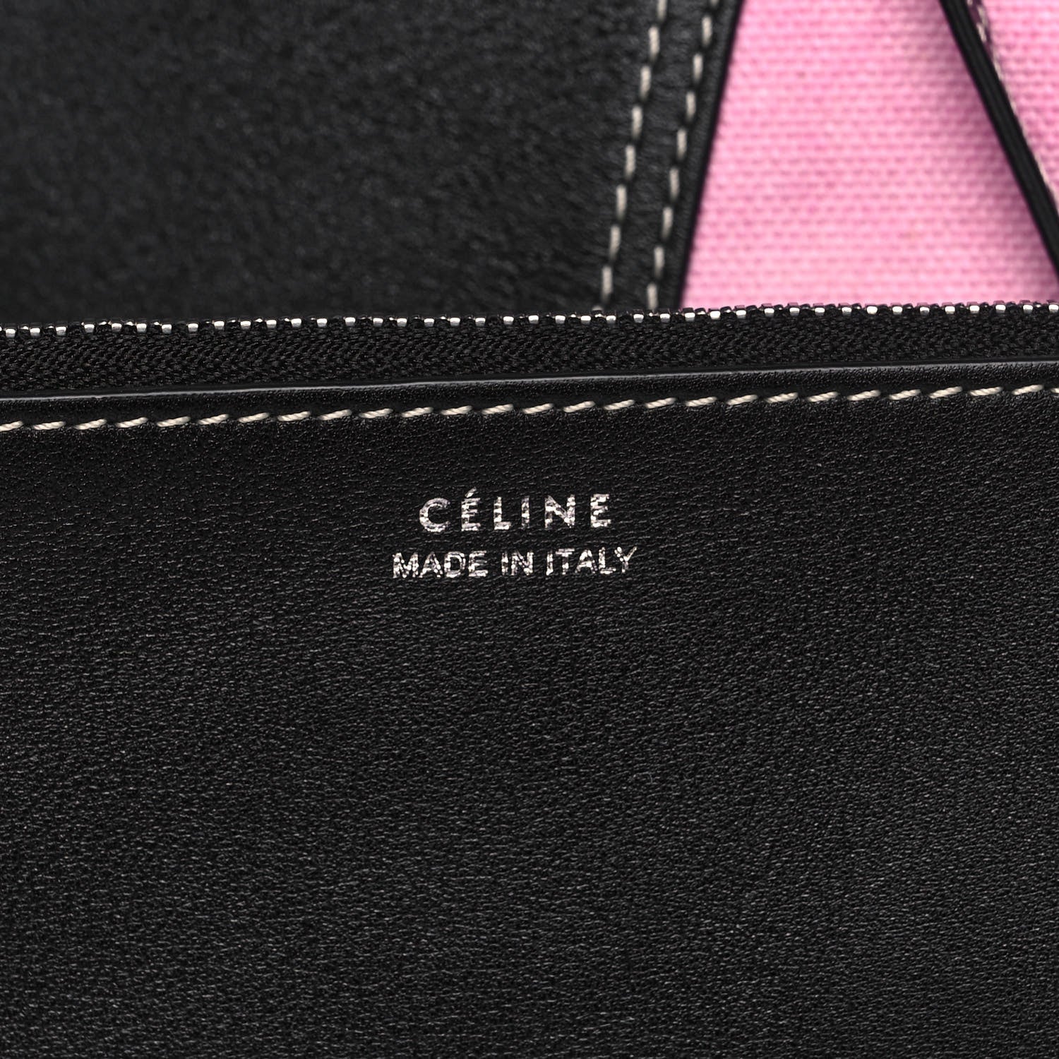Celine Canvas Smooth Calfskin Frame Tote Black Pink White 13 of 17