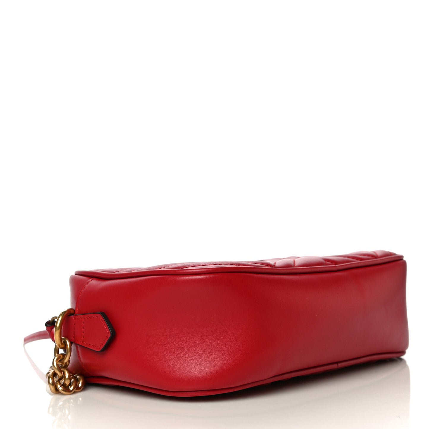 Calfskin Matelasse Small GG Marmont Chain Shoulder Bag Hibiscus Red