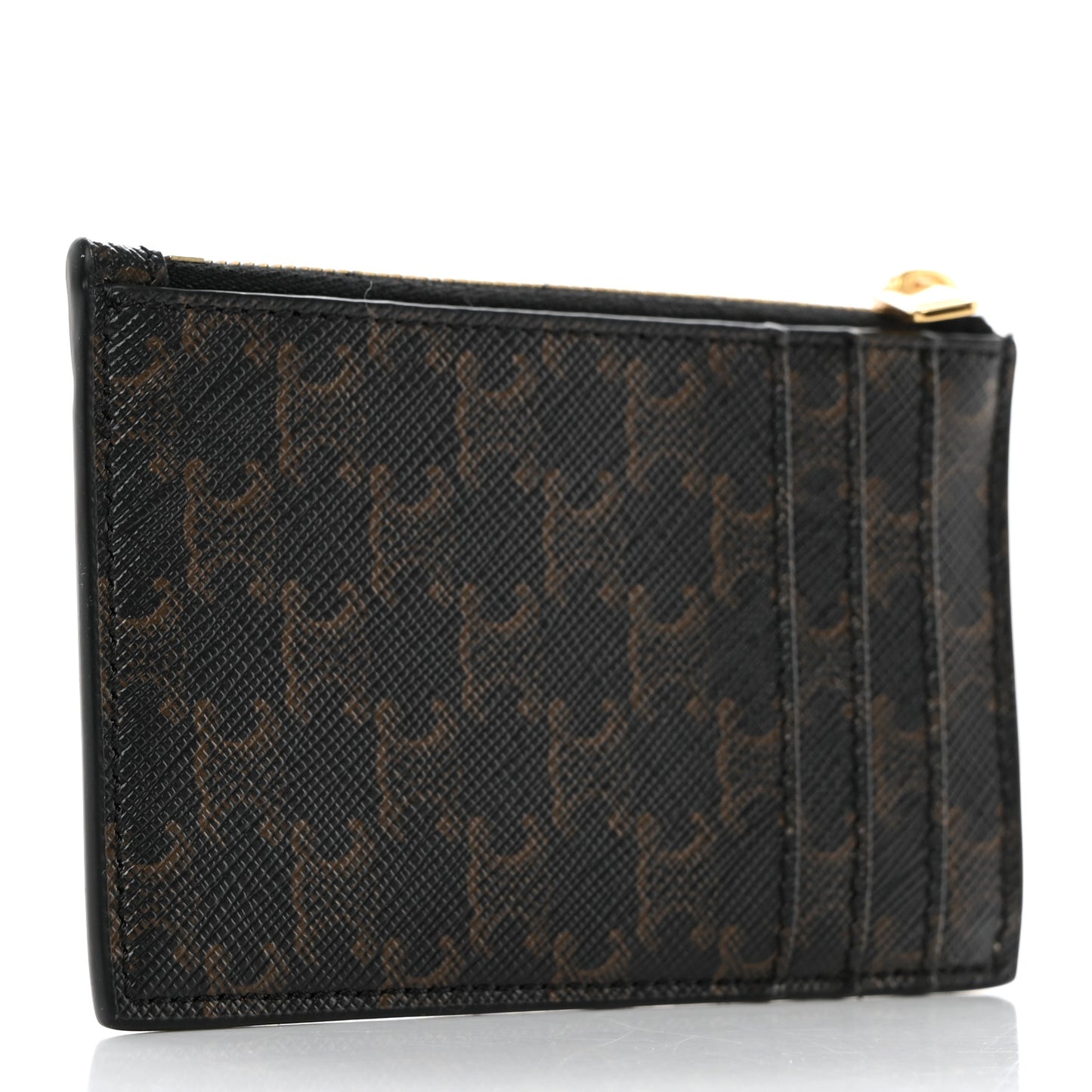 Triomphe Canvas Zipped Card Holder Tan