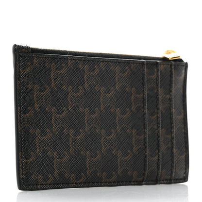 Celine Triomphe Canvas Zipped Card Holder Tan 3 of 7
