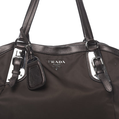 Prada Tessuto Nylon Nappa Zip Around Shopping Bag Moro Mordore 8 of 11