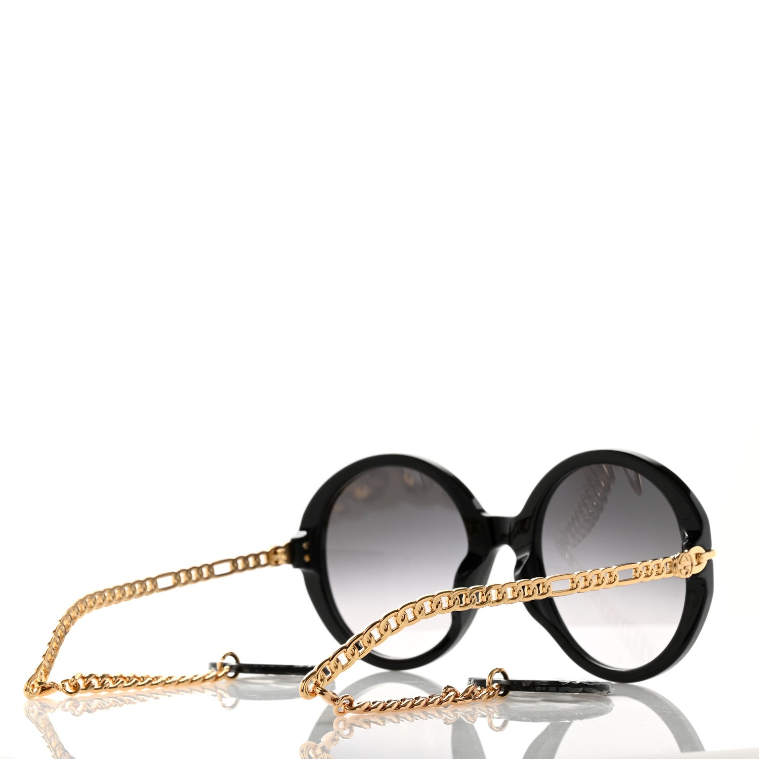 Gucci Acetate Detachable Charm Oversized Frame Round Sunglasses GG0726S Black 3 of 7