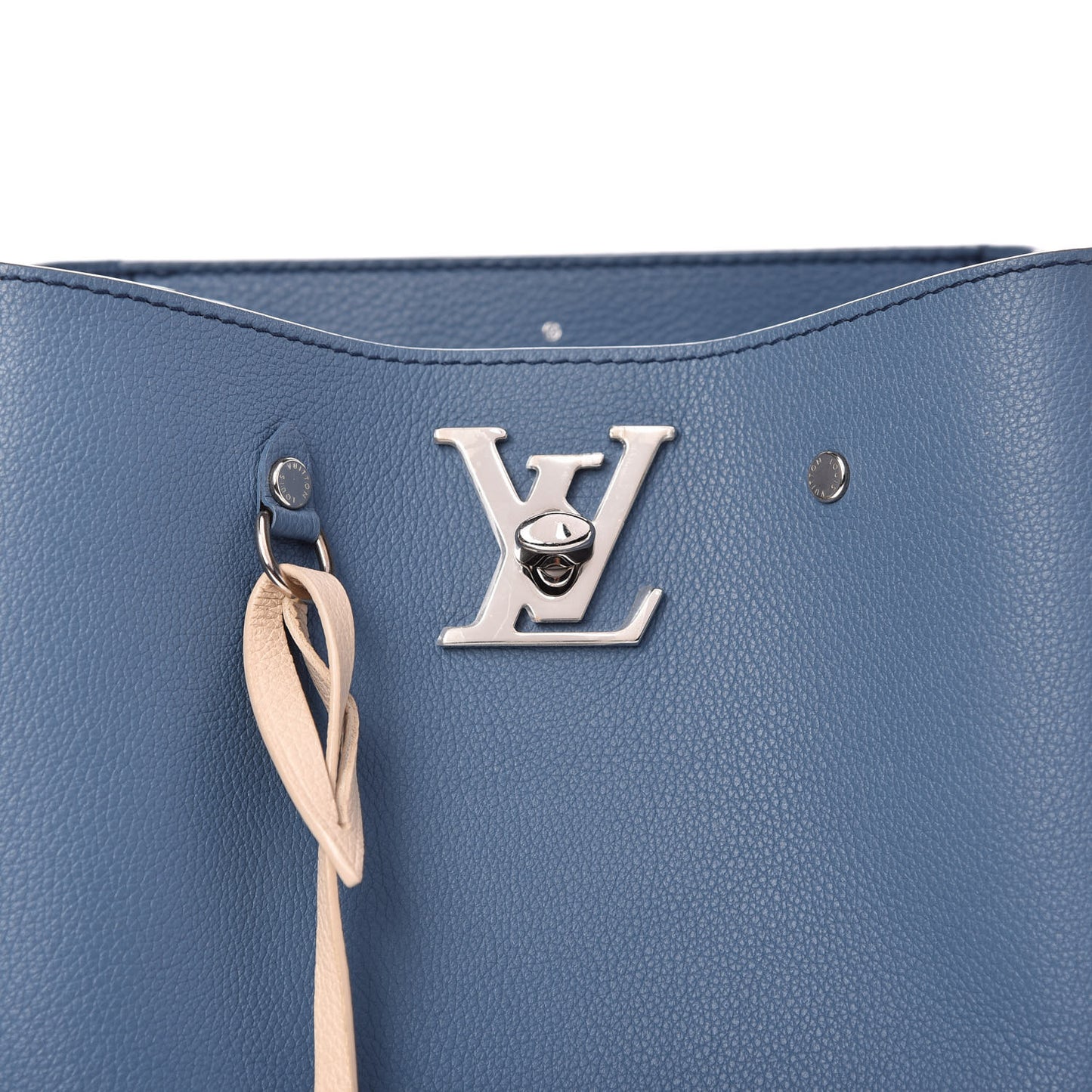 Calfskin Lockme Bucket Blue Jean