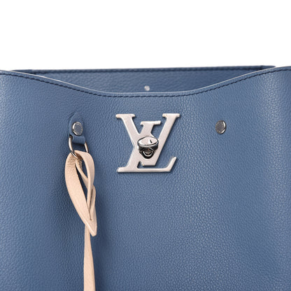 Louis Vuitton Calfskin Lockme Bucket Blue Jean 10 of 11