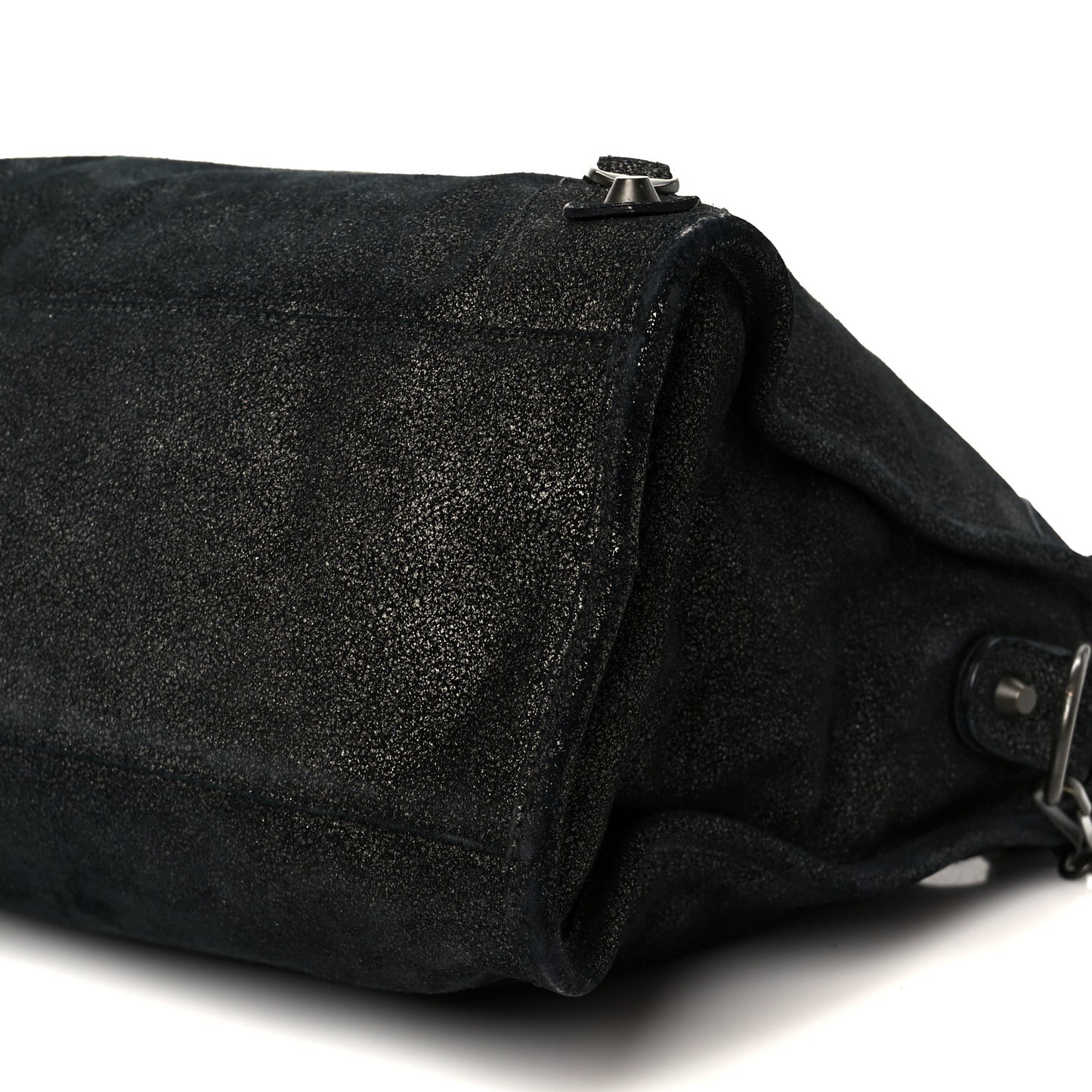 Metallic Craquele Calfskin Classic Hardware City Black